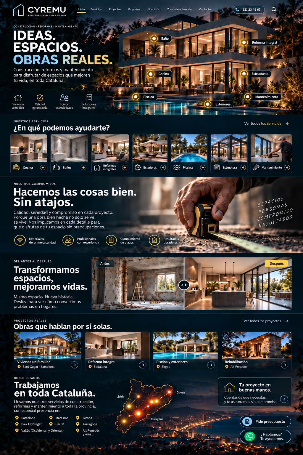 Casa contemporánea con piscina, imagen conceptual de navegación